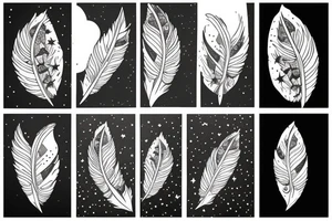 Night time with stars in the sky, a completing piece, my other half with me having full of love and there is a small feather flying tattoo idea