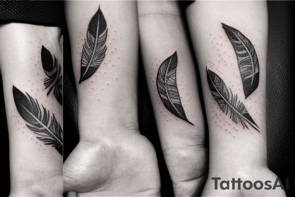 Night time with stars in the sky, a completing piece, my other half with me having full of love and there is a small feather flying tattoo idea
