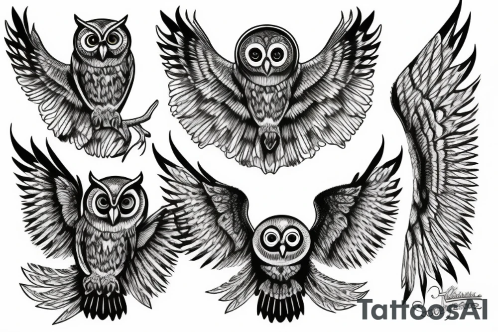 owl wing tattoo idea
