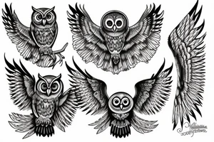 owl wing tattoo idea