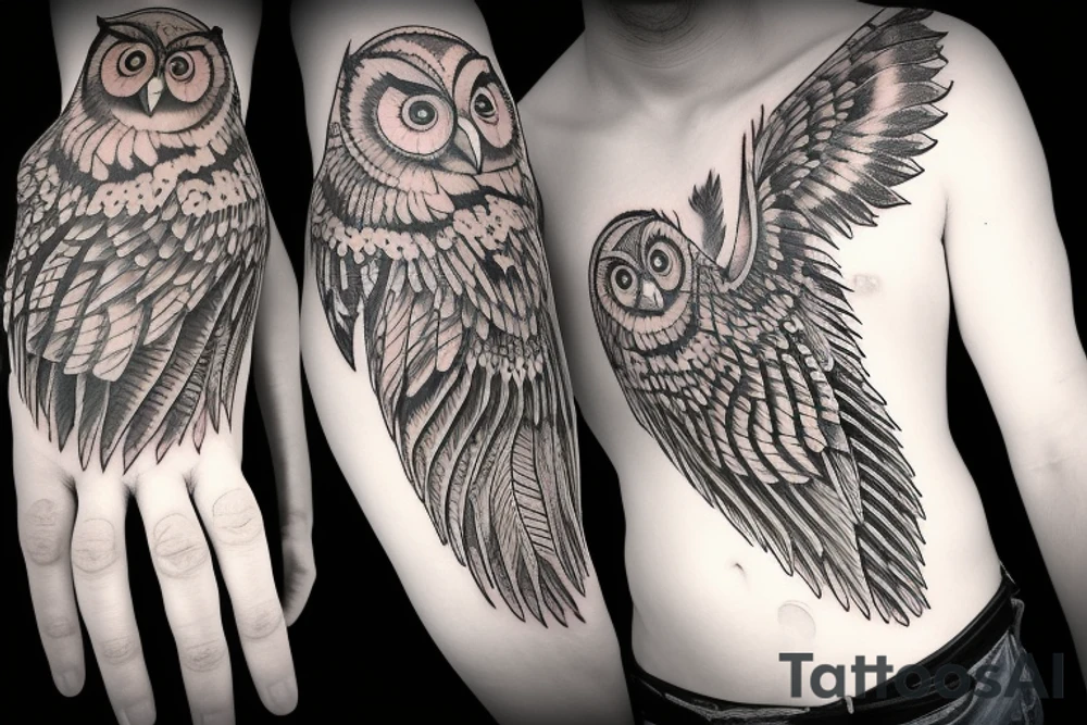 owl wing tattoo idea