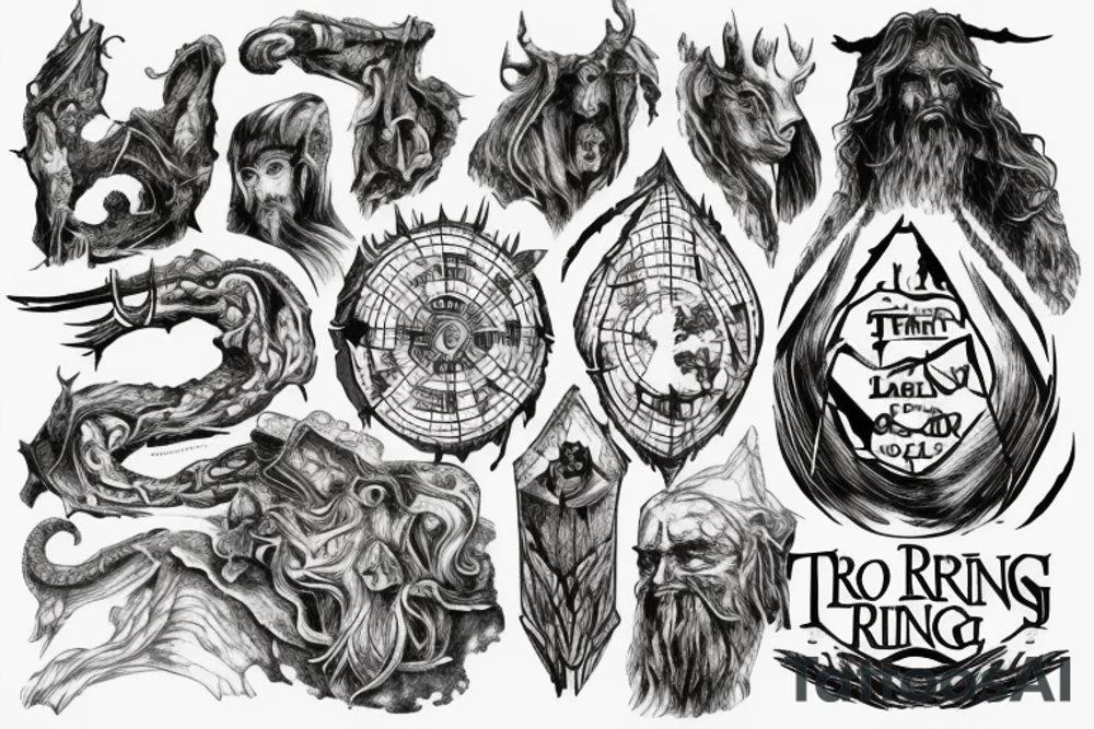 Lord of the rings map of a trail tattoo idea
