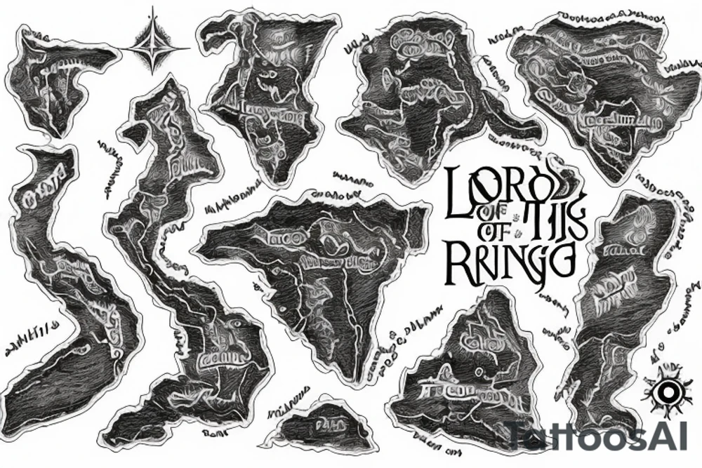 Lord of the rings map of a trail tattoo idea