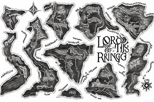 Lord of the rings map of a trail tattoo idea