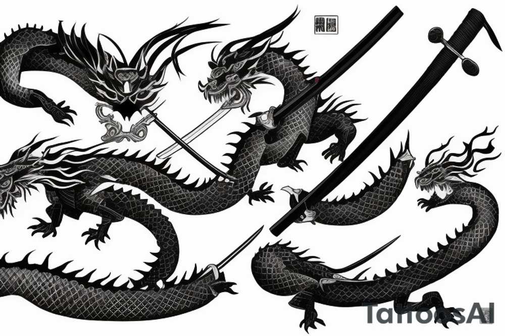 Samurai Dragon Katana tattoo idea