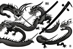 Samurai Dragon Katana tattoo idea