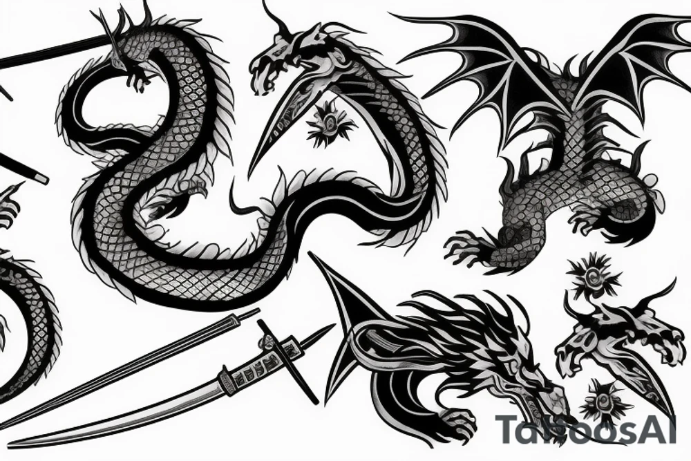 Samurai Dragon Katana tattoo idea