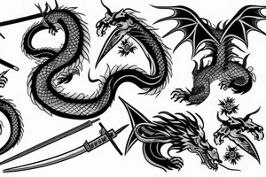 Samurai Dragon Katana tattoo idea