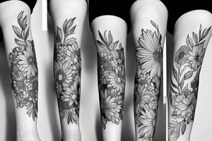 floral thigh piece tattoo idea