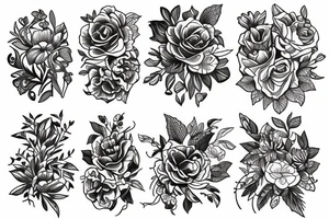 floral thigh piece tattoo idea
