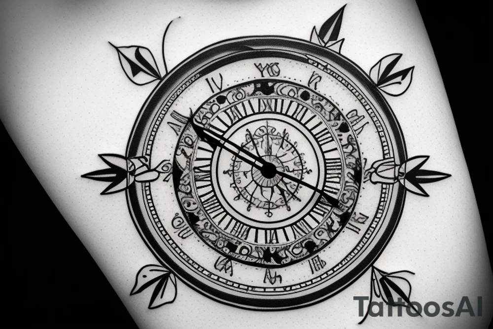 Christian clock compass direction tattoo idea