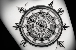 Christian clock compass direction tattoo idea