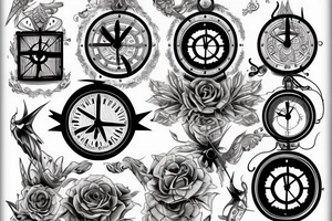 Christian clock compass direction tattoo idea