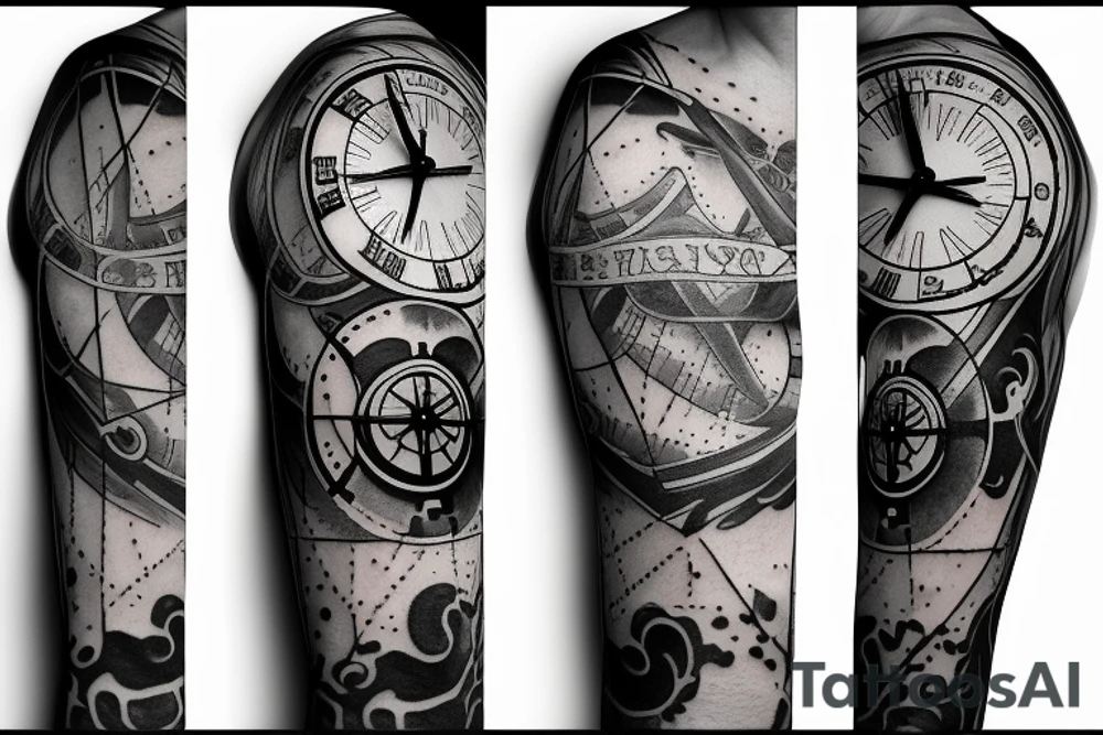 Christian clock compass direction tattoo idea