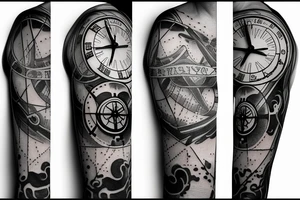Christian clock compass direction tattoo idea
