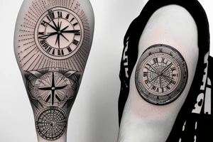 Christian clock compass direction tattoo idea