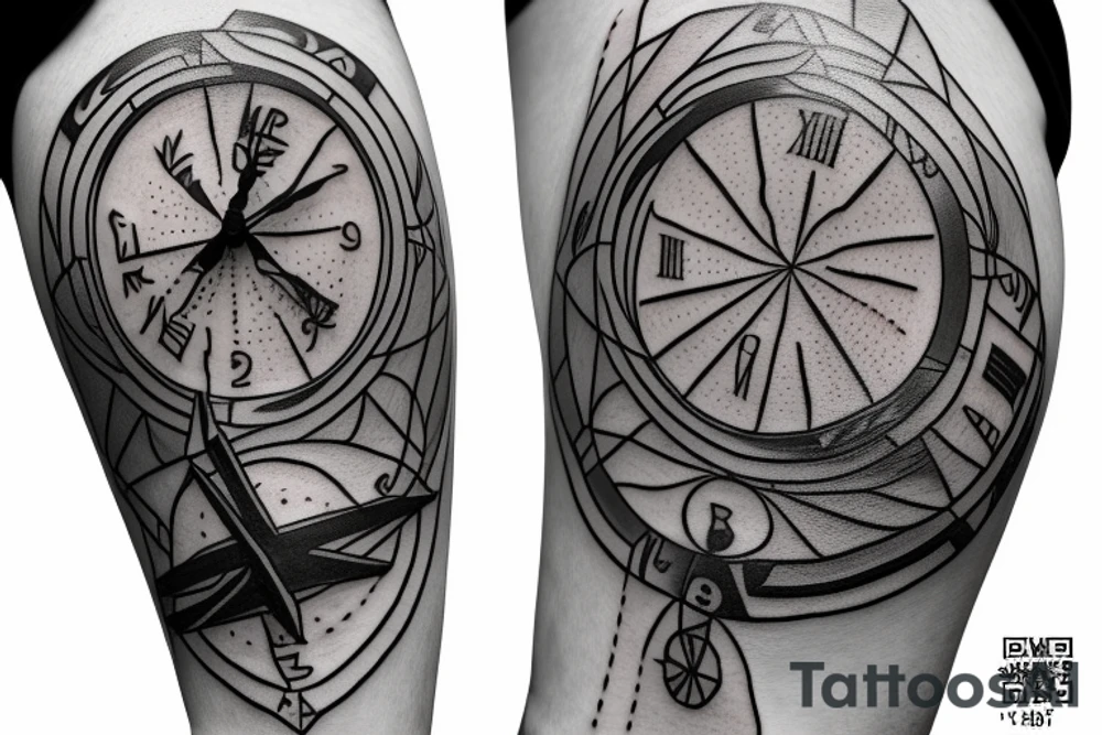 Christian clock compass direction tattoo idea
