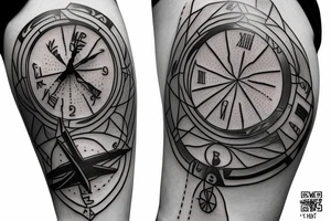 Christian clock compass direction tattoo idea