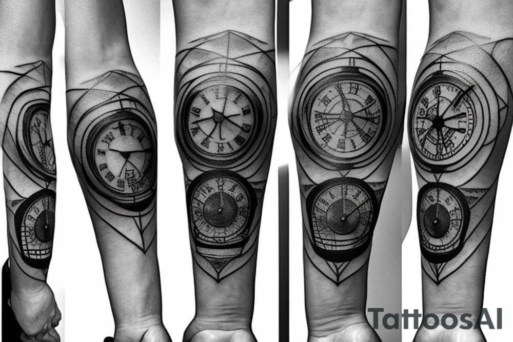 Christian clock compass direction tattoo idea