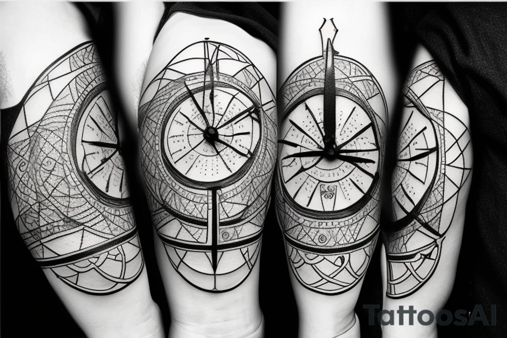 Christian clock compass direction tattoo idea