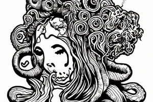 Hippie medusa smoking weed tattoo idea