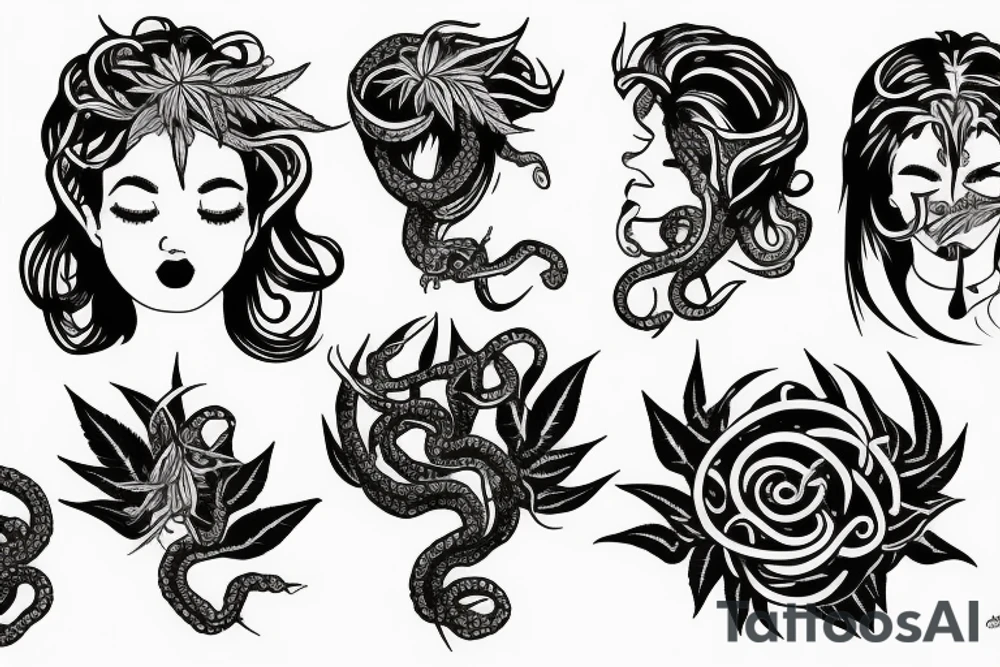 medusa smoking weed tattoo idea