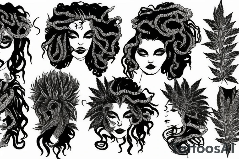 medusa smoking weed tattoo idea