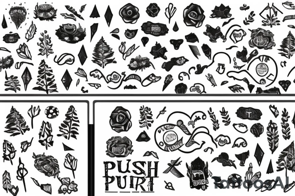 text that says "git push" surrounded by nature tattoo idea