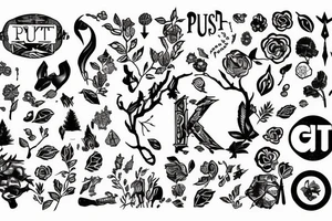 text that says "git push" surrounded by nature tattoo idea
