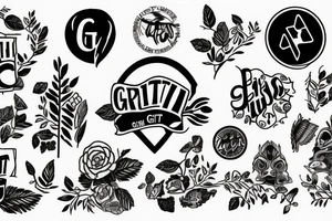 text that says "git push" surrounded by nature tattoo idea