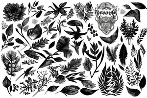 text surrounded by nature tattoo idea