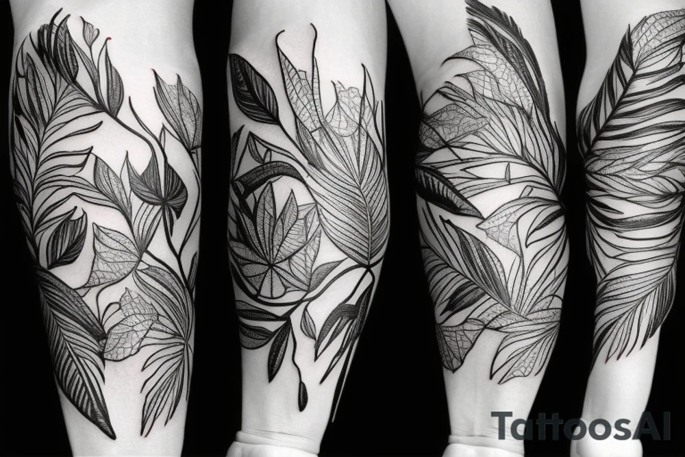exotic plants forearm sleeve tattoo idea