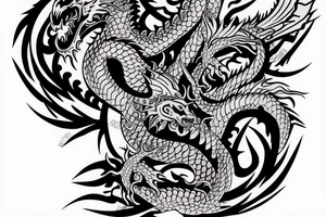 Back tattoo with a dragon and splashes of colour tattoo idea