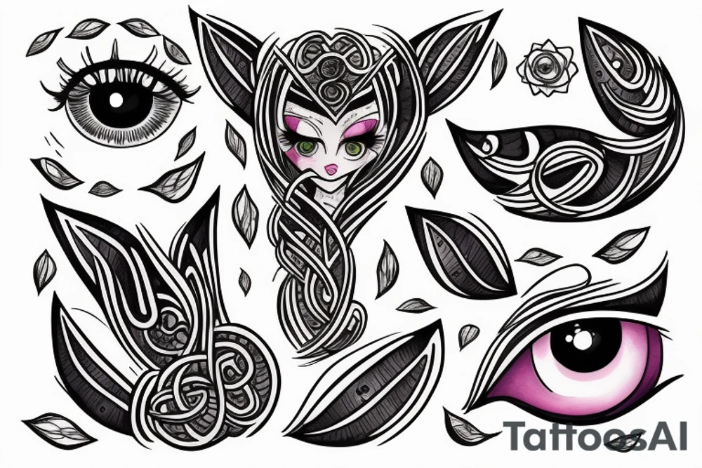 Girl with gem eyes tattoo idea