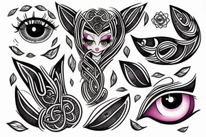 Girl with gem eyes tattoo idea