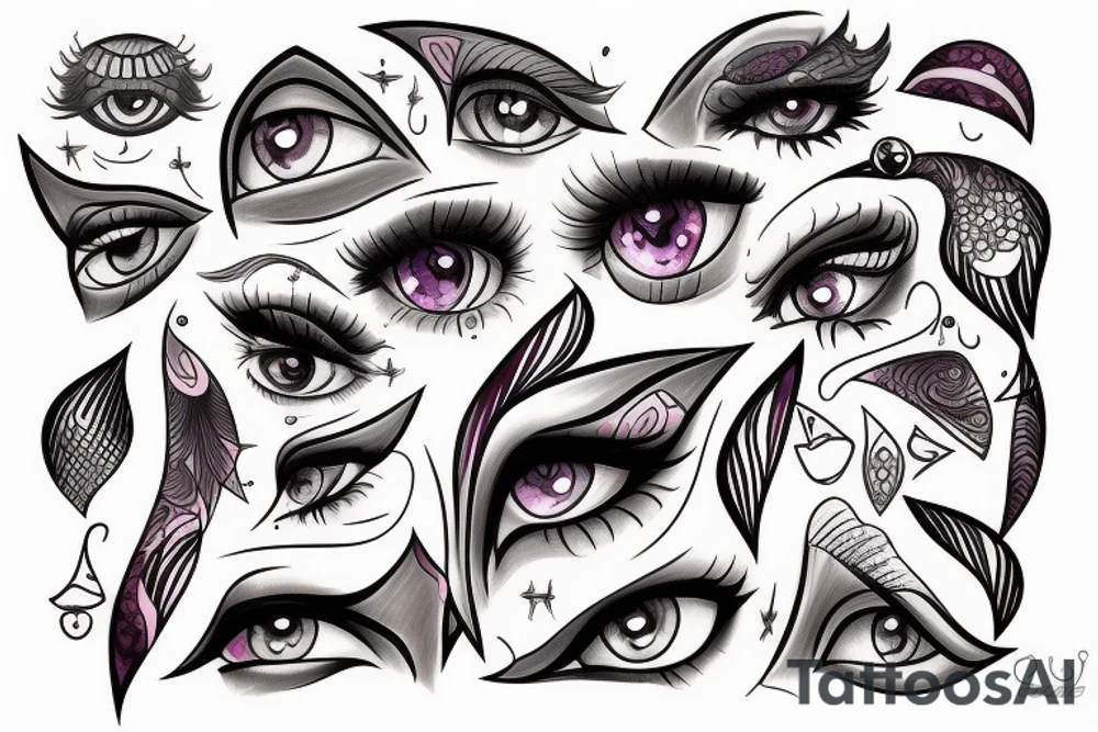 Girl with gem eyes tattoo idea