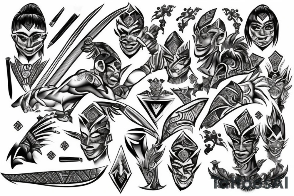 Filipino warrior with diamonds tattoo idea