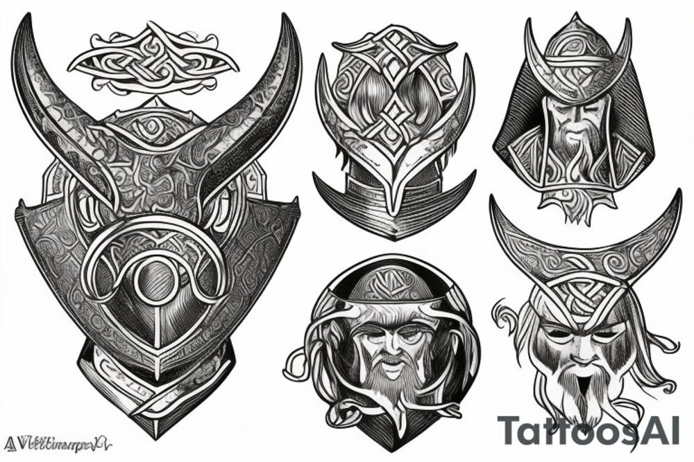Viking, helm of awe, vigvisir, crescent moon tattoo idea