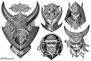 Viking, helm of awe, vigvisir, crescent moon tattoo idea