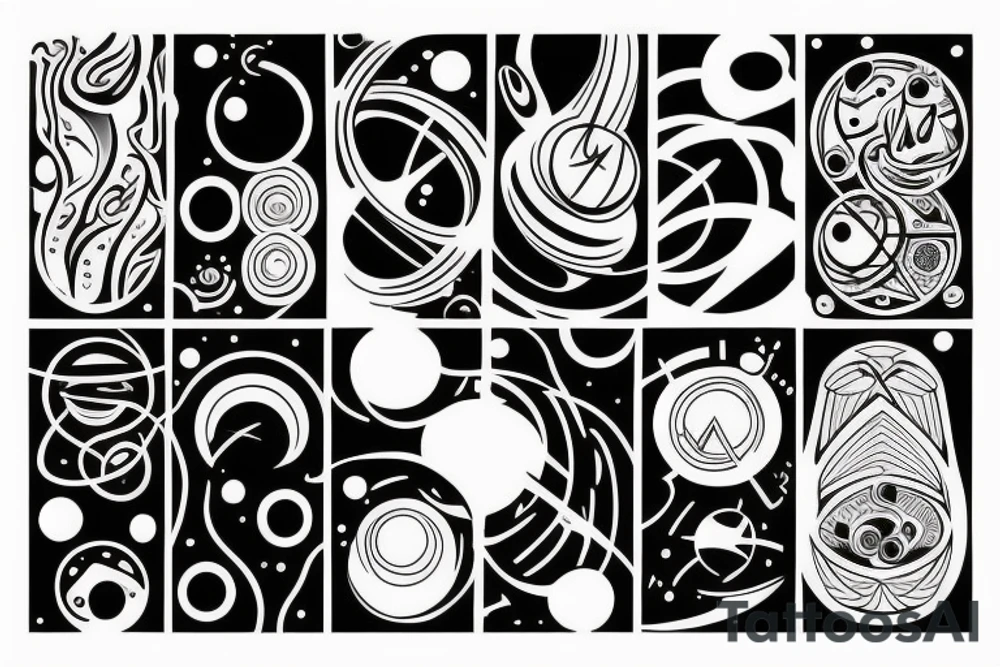 Abstract space and organic full arm single design tattoo idea