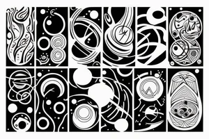 Abstract space and organic full arm single design tattoo idea