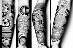 Abstract space and organic full arm single design tattoo idea