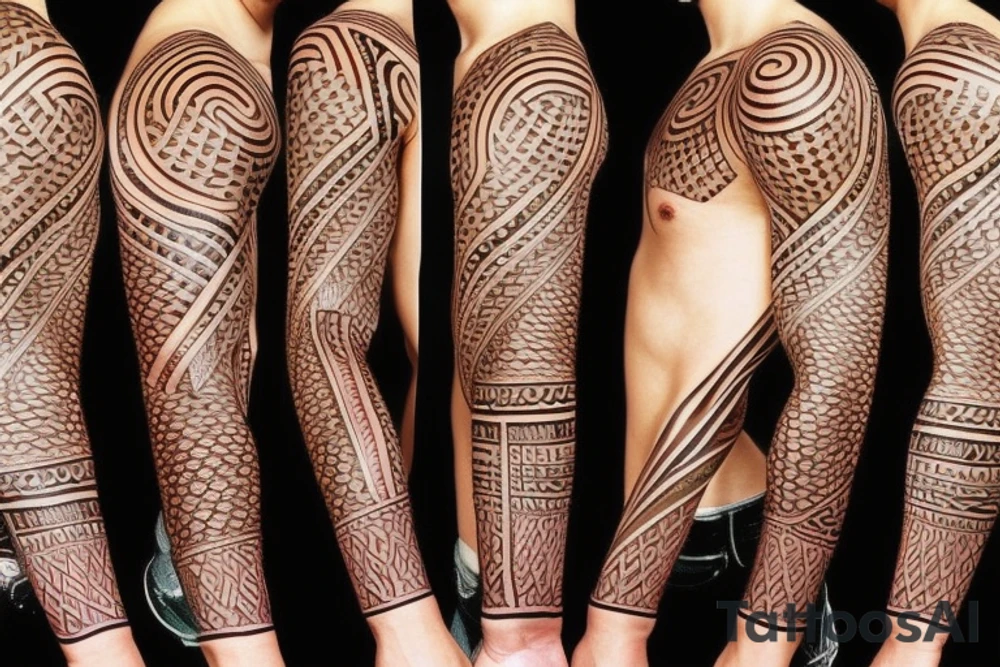 Full arm sleeve tribal god tattoo tattoo idea