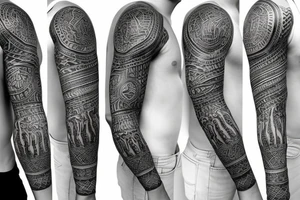 Full arm sleeve tribal god tattoo tattoo idea