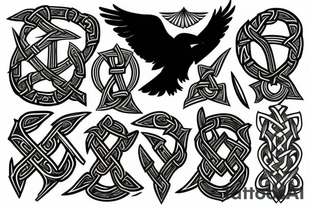 Nordic runes with the raven of odin tattoo idea
