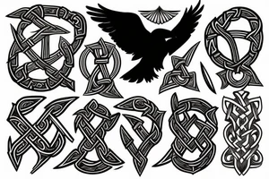 Nordic runes with the raven of odin tattoo idea