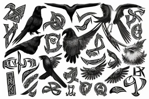 Nordic runes with the raven of odin tattoo idea