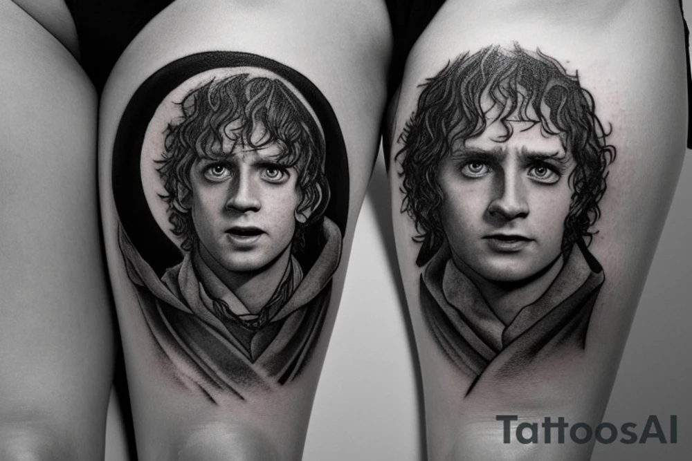 pippin from lord of the rings looking up at a large full moon tattoo idea