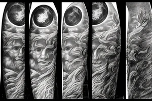 pippin from lord of the rings looking up at a large full moon tattoo idea