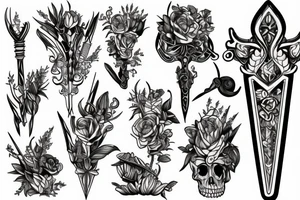 swords and plants tattoo idea